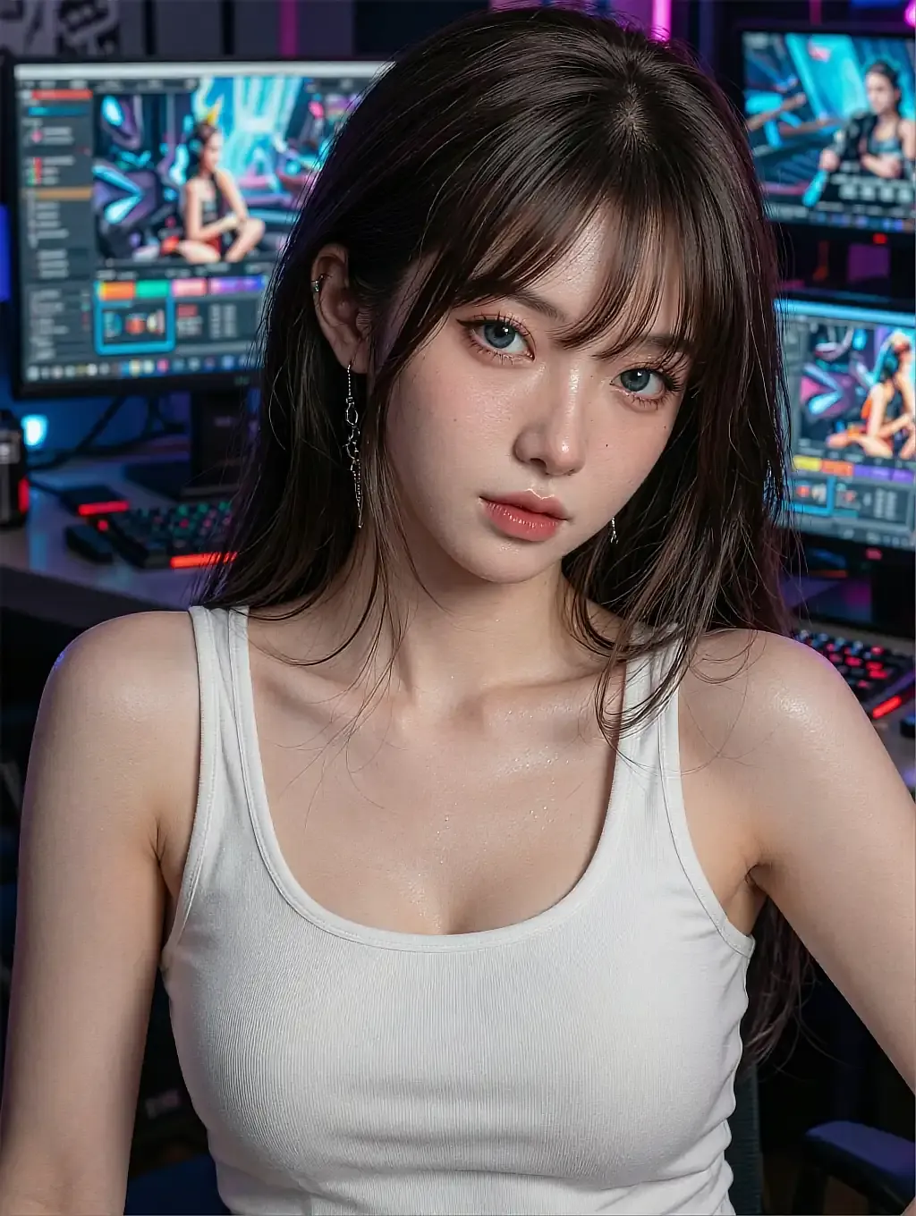 Fictional AI character opened without a card, in a lamplit room